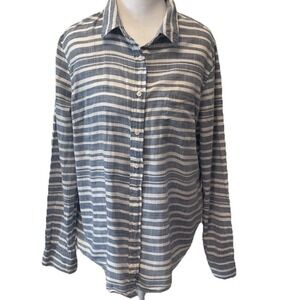 J Crew blouse 100% Cotton Blue Stripe Long Sleeve button down
